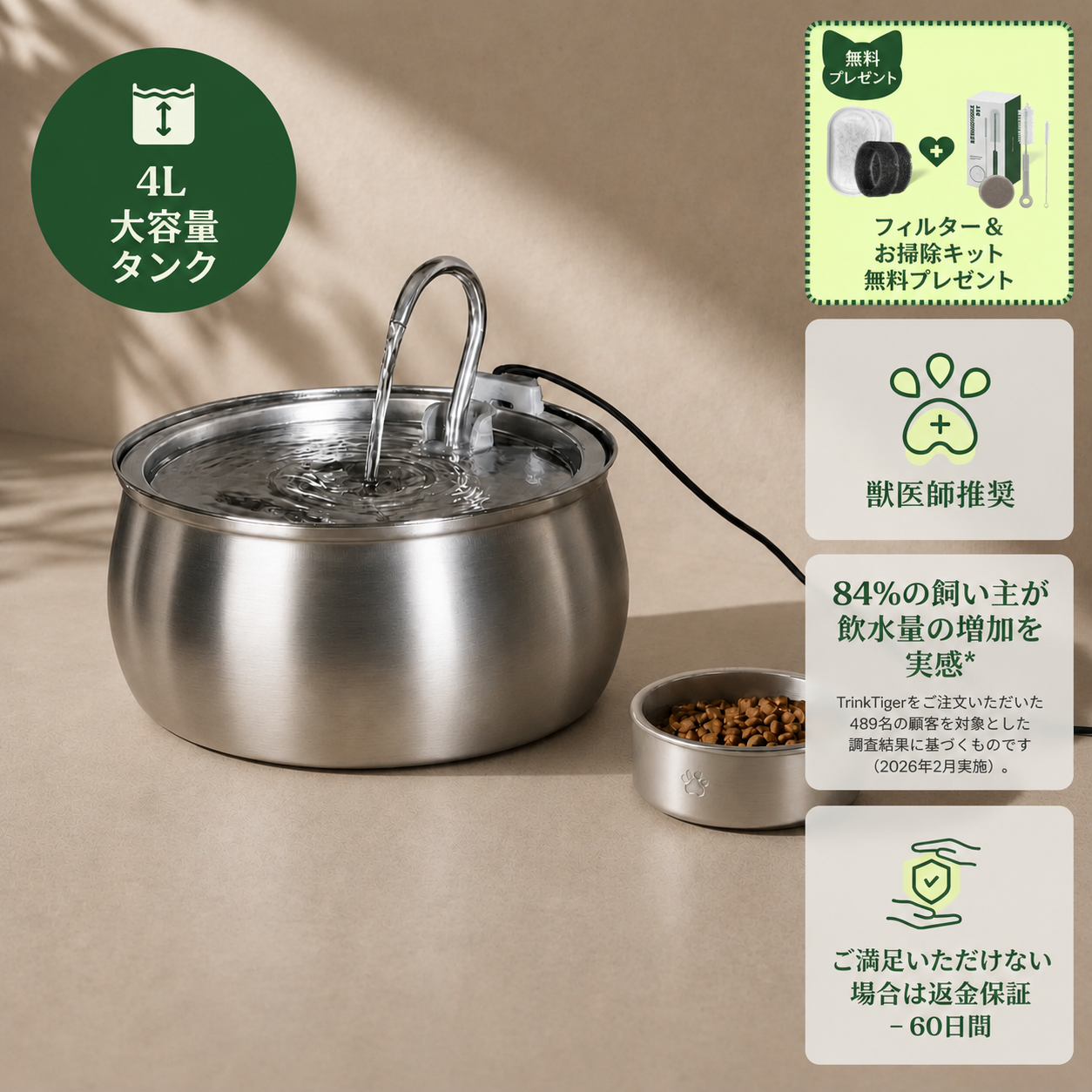極北浄水 - 猫用ウォーターファウンテン
