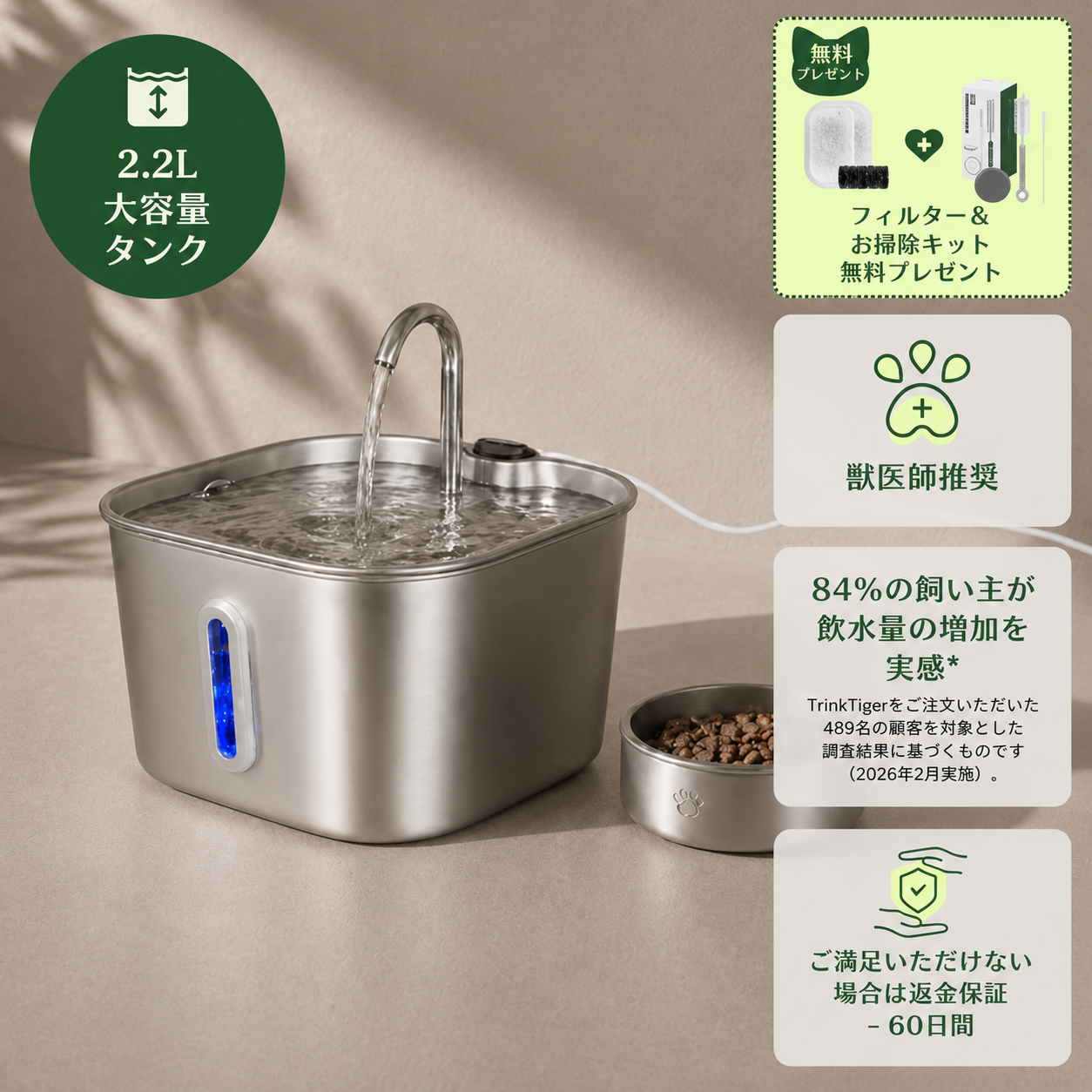 極北浄水 Mini - 猫用ウォーターファウンテン